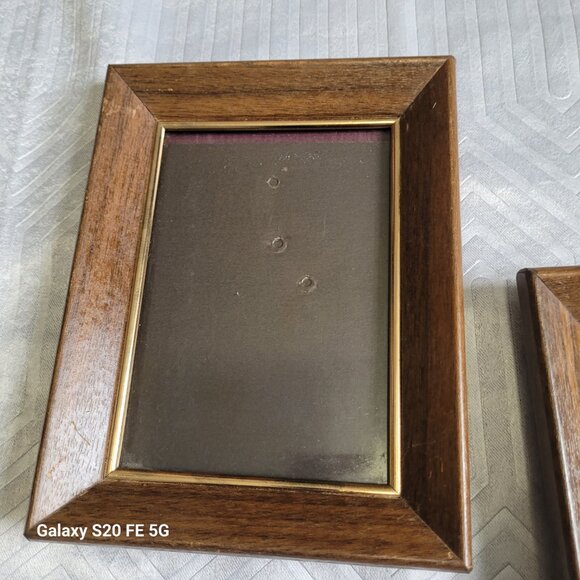 Vintage Wood Picture Photo Frames Self Standing 1970s Set of Two 2 MCM - Picture 2 of 16